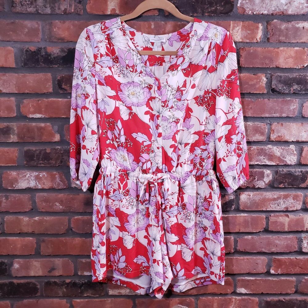 Carolina Belle Montreal Floral 3/4 Sleeve Romper